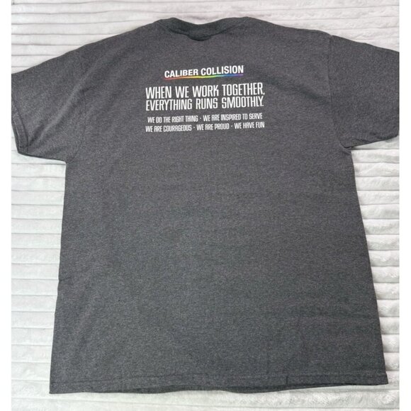Caliber Collision Gray Hanes Eco-Smart Double-Sided T-Shirt Men's Large - Picture 11 of 12